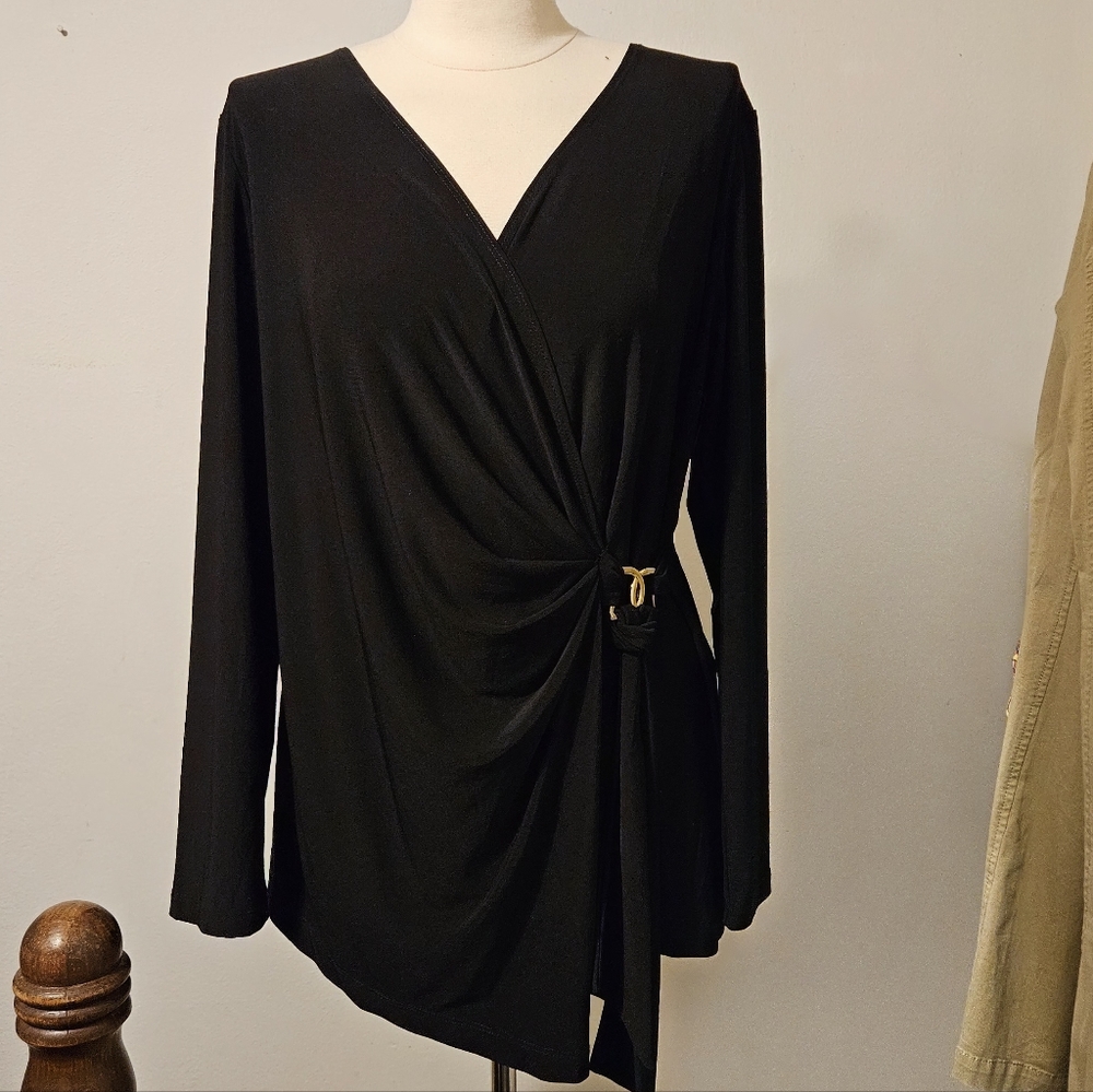 TravelSmith Surplice Faux Wrap Blouse